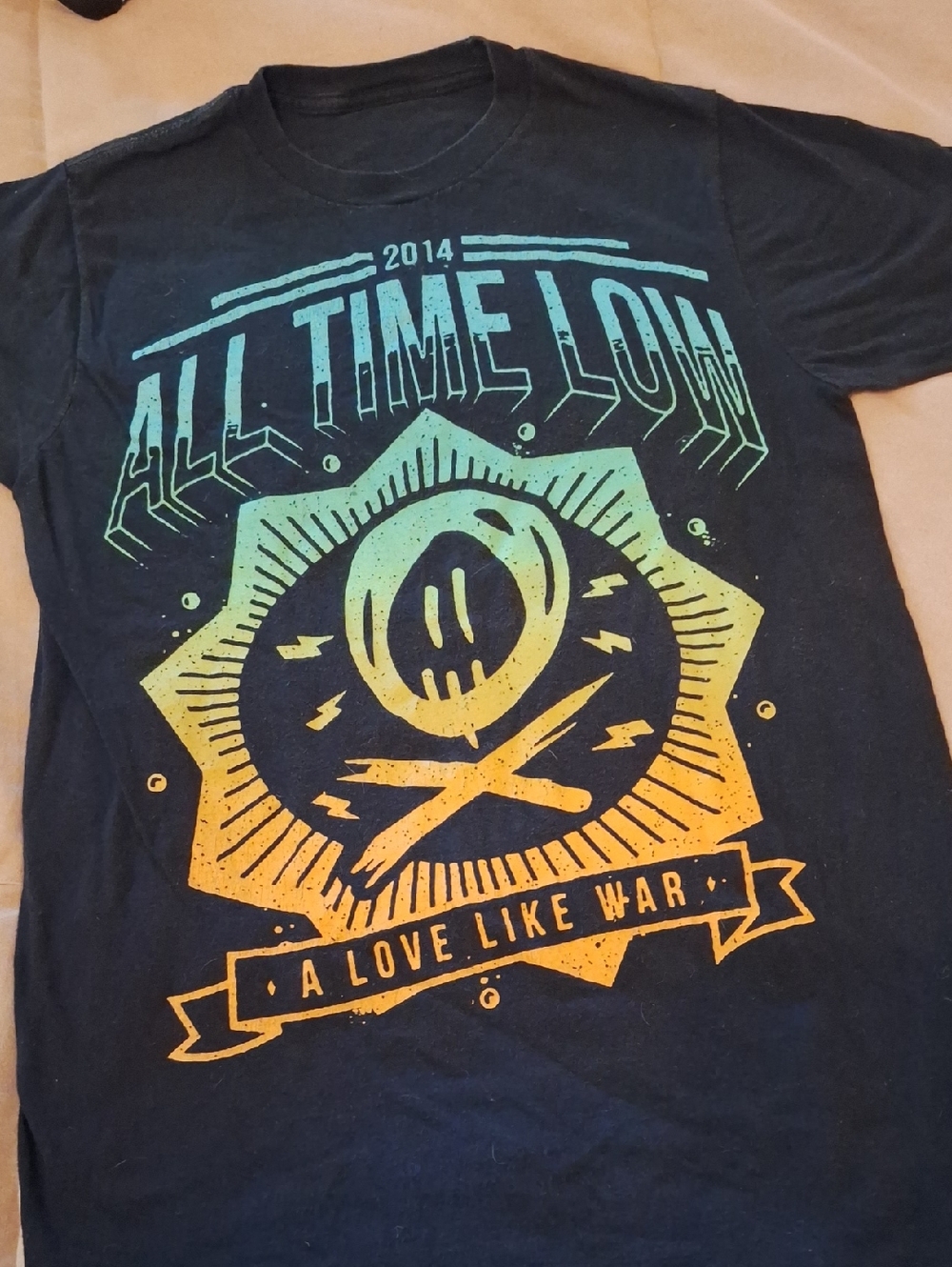 Size S All Time Low 2014 Tour Tee - Black with Green & Orange Graphic